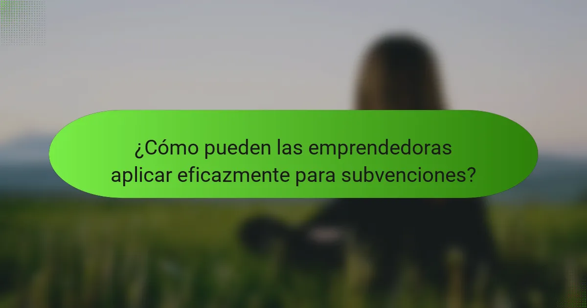 ¿Cómo pueden las emprendedoras aplicar eficazmente para subvenciones?