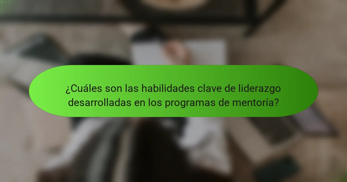 ¿Cuáles son las habilidades clave de liderazgo desarrolladas en los programas de mentoría?