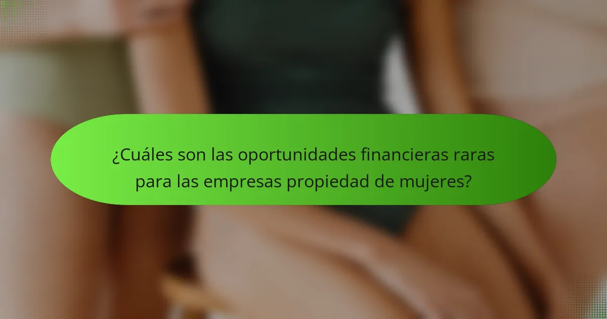 ¿Cuáles son las oportunidades financieras raras para las empresas propiedad de mujeres?