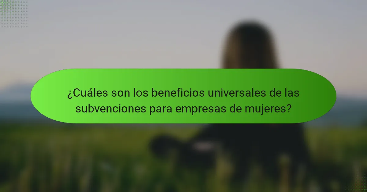 ¿Cuáles son los beneficios universales de las subvenciones para empresas de mujeres?