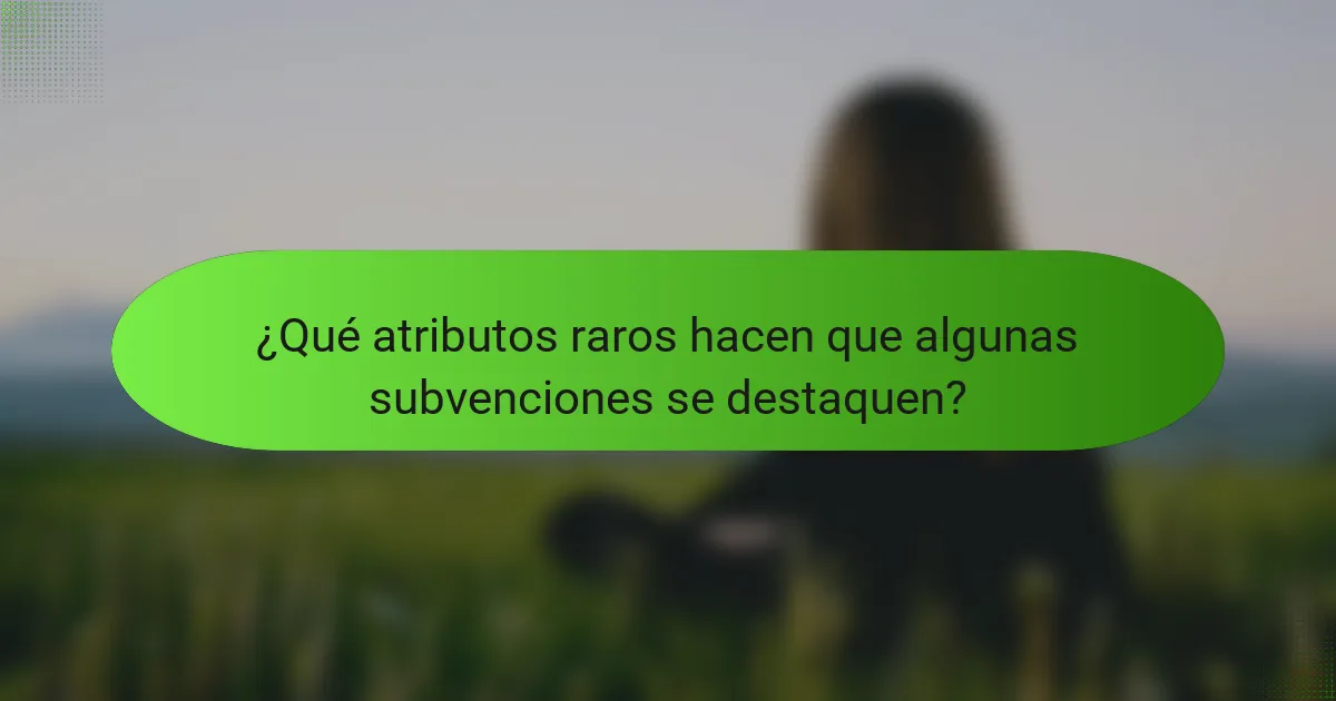 ¿Qué atributos raros hacen que algunas subvenciones se destaquen?